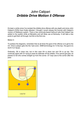 John Calipari Dribble Drive Motion 5 Offense