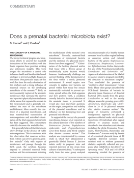 Does a Prenatal Bacterial Microbiota Exist?