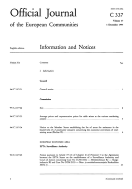 Official Journal C 337 Volume 37 of the European Communities 1 December 1994