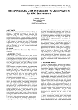 Designing a Low Cost and Scalable PC Cluster System for HPC Environment