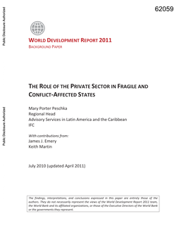 The Role of the Private Sector in Fragile And