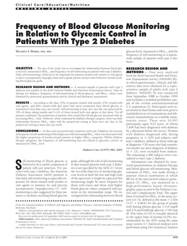 Frequency of Blood Glucose Monitoring in Relation to Glycemic Control in Patients with Type 2 Diabetes