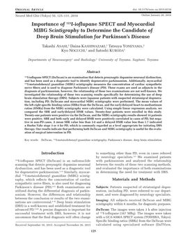 Importance of 123I-Ioflupane SPECT and Myocardial MIBG Scintigraphy to Determine the Candidate of Deep Brain Stimulation for Parkinson’S Disease