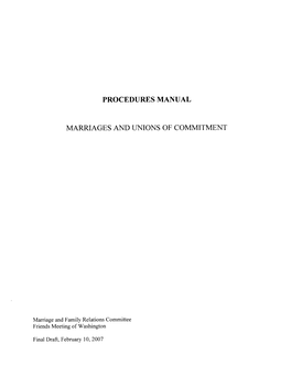 Marriage Procedures Manual