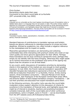 The Journal of Specialised Translation. Issue 1 January 2004 Chris