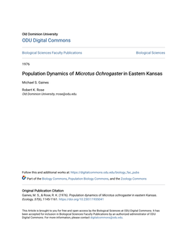 Population Dynamics of <I>Microtus Ochrogaster</I>