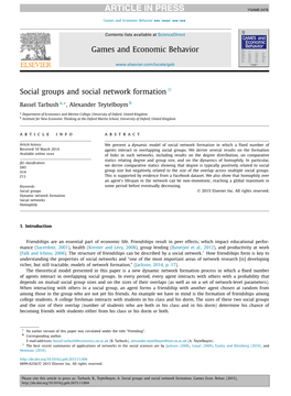 Social Groups and Social Network Formation