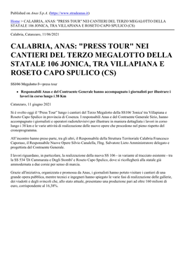 Calabria, Anas: 