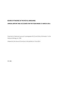 Royal Armouries Annual Report and Accounts 2015/16