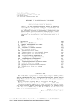 TRACES in MONOIDAL CATEGORIES Contents 1