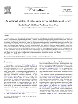 An Empirical Analysis of Online Game Service Satisfaction and Loyalty