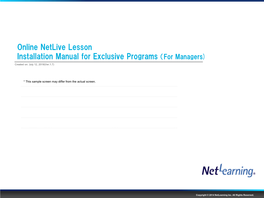 Online Netlive Lesson Installation Manual for Exclusive Programs (For Managers)