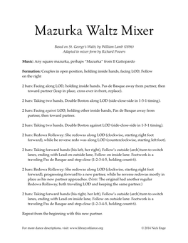 Mazurka Waltz Mixer ! Based on St