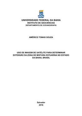 Universidade Federal Da Bahia Instituto De Geociências Departamento De Oceanografia