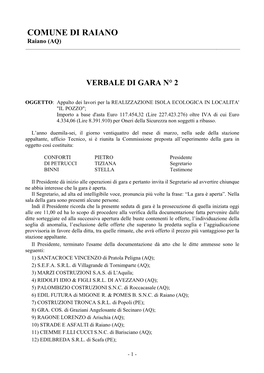 Verbale Di Gara N° 2