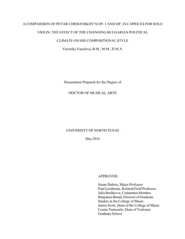 A Comparison of Petar Christoskov's Op. 1 and Op. 24 Caprices for Solo