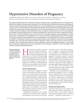 Hypertensive Disorders of Pregnancy