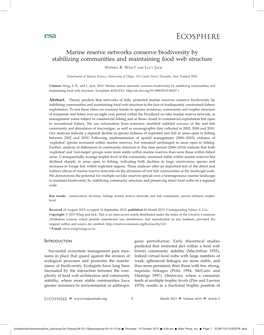 Marine Reserve Networks Conserve Biodiversity by Stabilizing Communities and Maintaining Food Web Structure