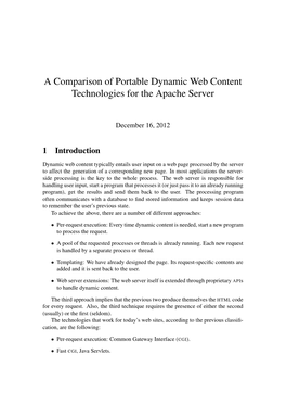 A Comparison of Portable Dynamic Web Content Technologies for the Apache Server
