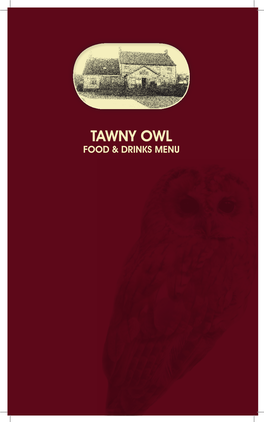 Tawny Owl Food & Drinks Menu