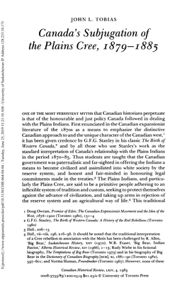 Canada's Subjugation of the Plains Cree, 1879–1885