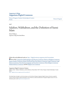 Salafism, Wahhabism, and the Definition of Sunni Islam Rob J