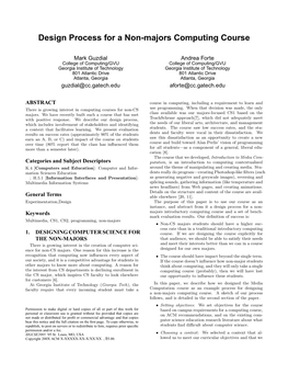 Design Process for a Non-Majors Computing Course