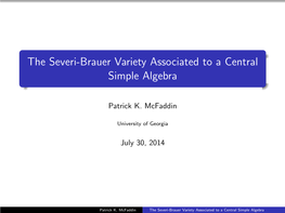 The Severi-Brauer Variety Associated to a Central Simple Algebra