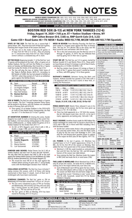 Red Sox Game Notes BATTING NOTES Page 2