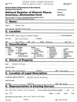 Nomination Form Date Entered See Instructions in How to Complete National Register Forms Type All Entries—Complete Applicable Sections______1