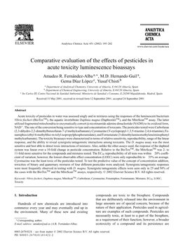 Comparative Evaluation of the Effects of Pesticides in Acute Toxicity Luminescence Bioassays Amadeo R