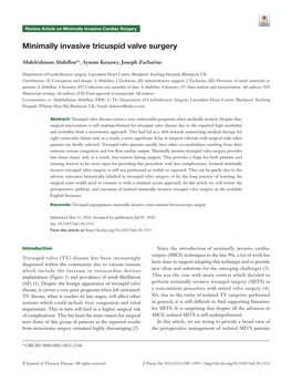 Minimally Invasive Tricuspid Valve Surgery