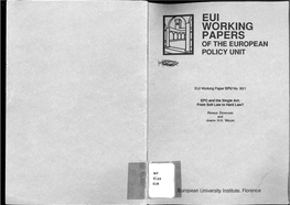 Eui Working Papers of the European Policy Unit