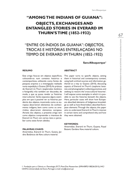 “Among the Indians of Guiana”: Objects, Exchanges and Entangled Stories in Everard Im Thurn’S Time (1852-1932) 67