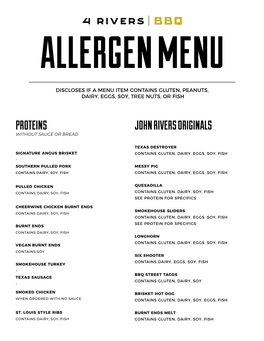 Allergen Menu | 4 Rivers Smokehouse