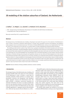 3D Modelling of the Shallow Subsurface of Zeeland, the Netherlands