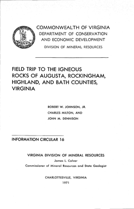 Rocks of Augusta, Rockingham Highland, and Bath Counties, Virginia