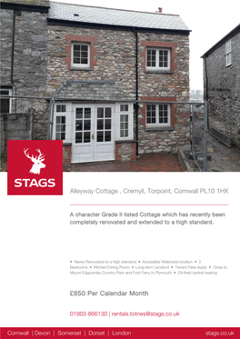 Alleyway Cottage , Cremyll, Torpoint, Cornwall PL10 1HX