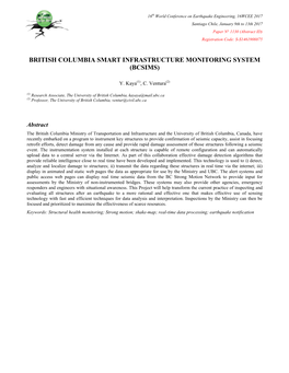 British Columbia Smart Infrastructure Monitoring System (Bcsims)