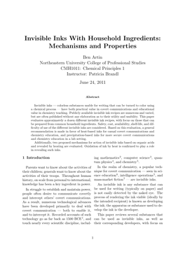 Invisible Inks with Household Ingredients: Mechanisms and Properties