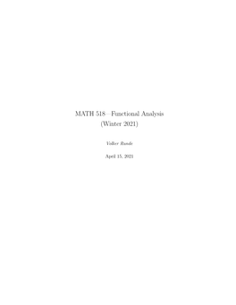 MATH 518—Functional Analysis (Winter 2021)