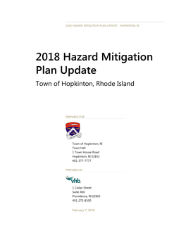 2018 Hazard Mitigation Plan Update – Hopkinton, Ri