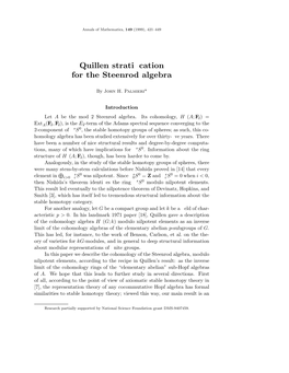 Quillen Stratification for the Steenrod Algebra 423