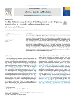 The SSU Rrna Secondary Structures of the Plagiorchiida Species (Digenea), T Its Applications in Systematics and Evolutionary Inferences ⁎ A.N