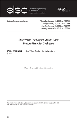 Star Wars: the Empire Strikes Back Feature Film with Orchestra