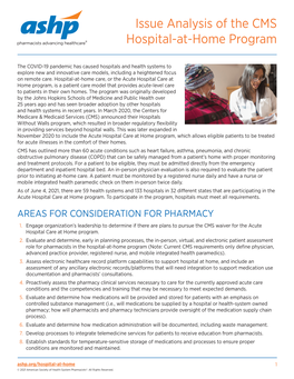 Issue Analysis of the CMS Hospital-At-Home Program