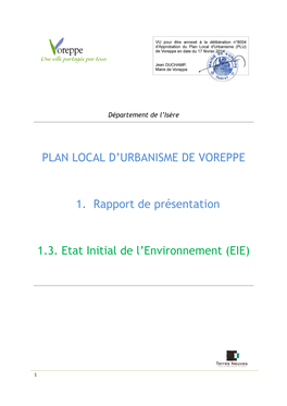 1.3. Etat Initial De L'environnement (EIE)