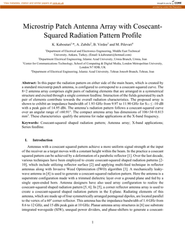 Microstrip Patch Antenna Array with Cosecant- Squared Radiation Pattern Profile