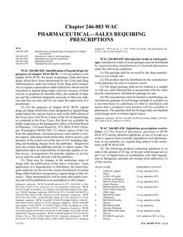 Chapter 246-883 WAC PHARMACEUTICAL—SALES REQUIRING PRESCRIPTIONS