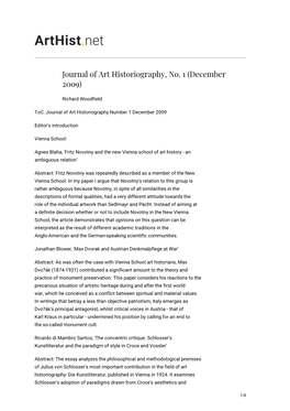 Journal of Art Historiography, No. 1 (December 2009)